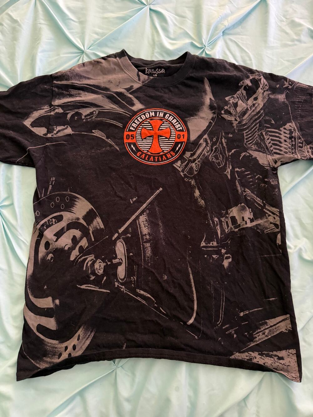Kerusso Freedom In Christ Galatians Biker All Over Print Shirt Men's Large Black